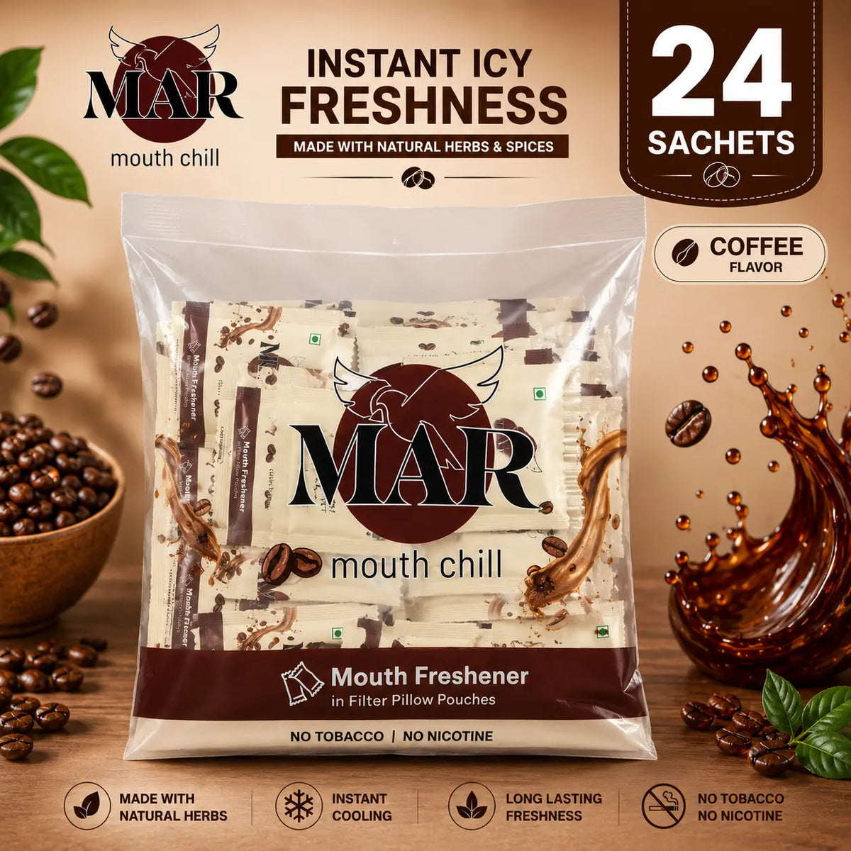 MAR Coffee Mouth Freshener – Pack of 24 Sachets