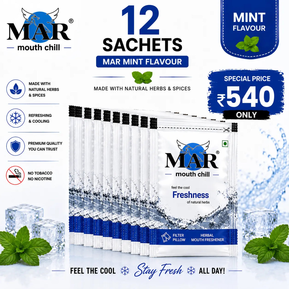 MAR Mint Mouth Freshener – Pack of 12 Sachets