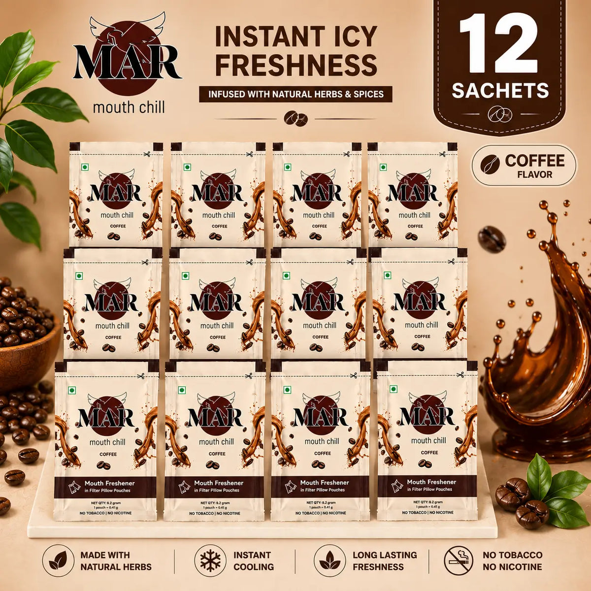 MAR Coffee Mouth Freshener – Pack of 12 Sachets