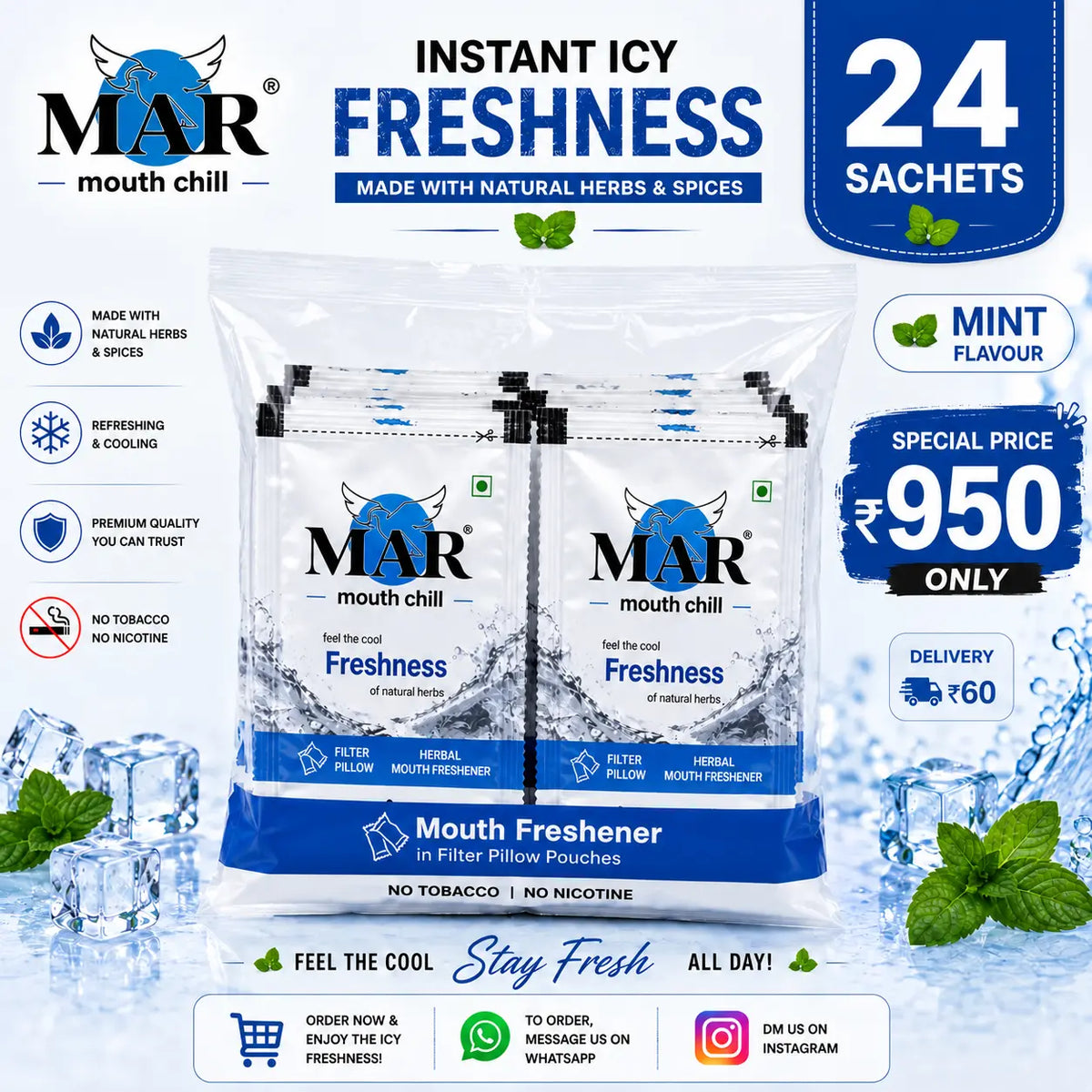 MAR Mint Mouth Freshener – Pack of 24 Sachets