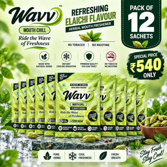 WAVV Elaichi Mouth Freshener – Pack of 12 Sachets