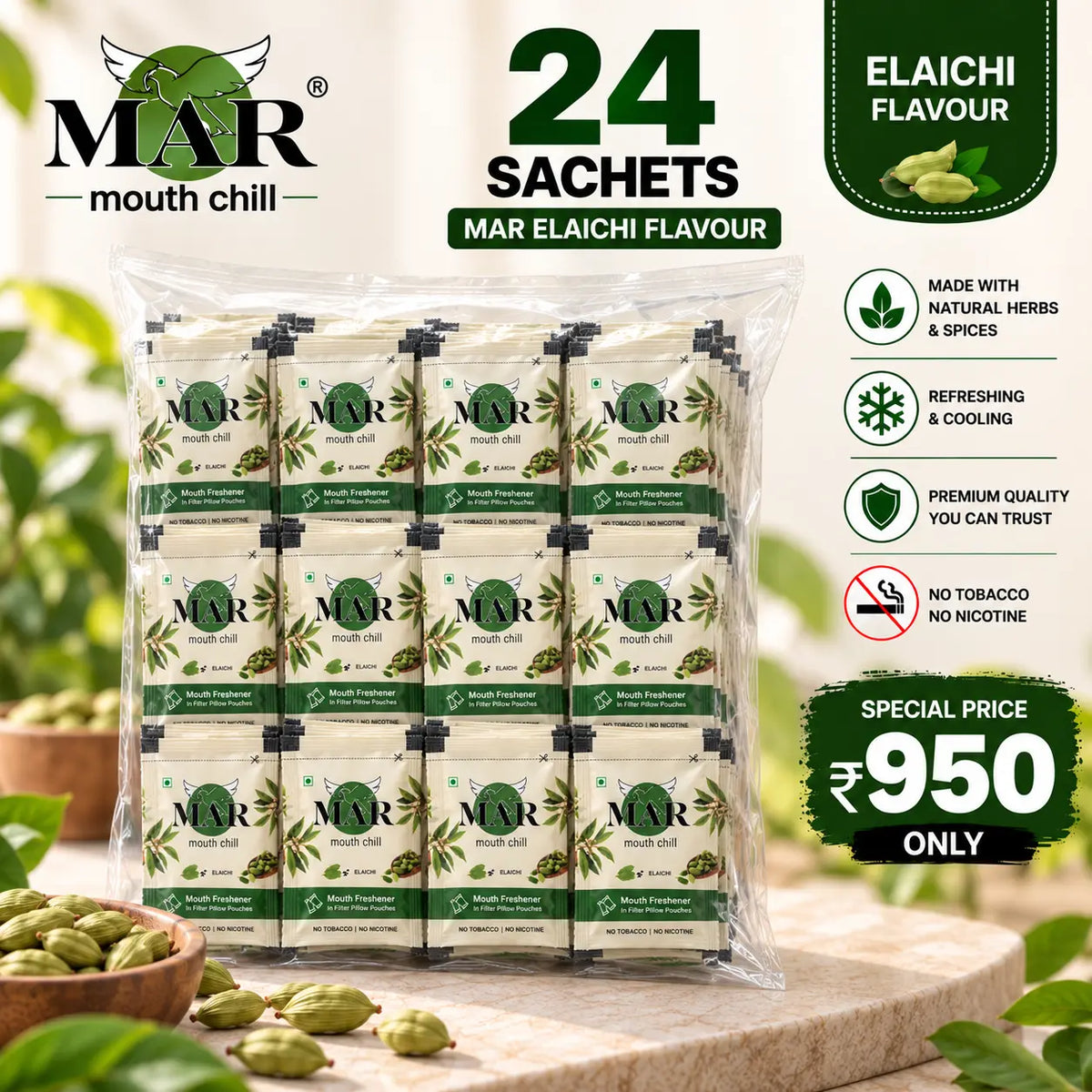 MAR Elaichi Mouth Freshener – Pack of 24 Sachets